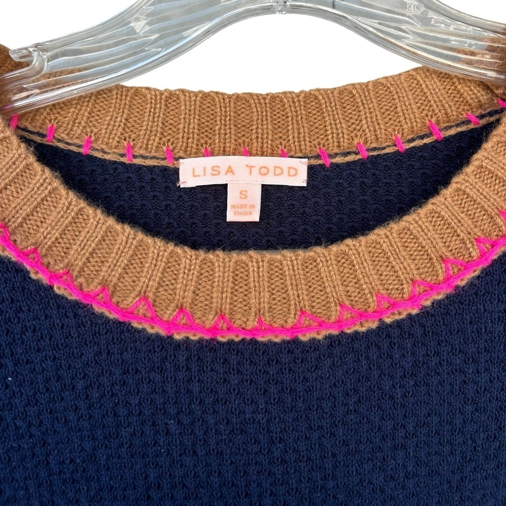Lisa Todd Border Order Sweater - 100% Cotton - Size Small - Whipstitch Detail - Picture 4 of 9